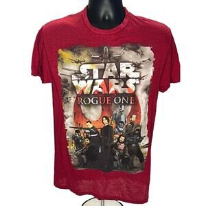 Star Wars Rogue One Red T-Shirt Size Small Poster of Characters Rebel Crew Andor